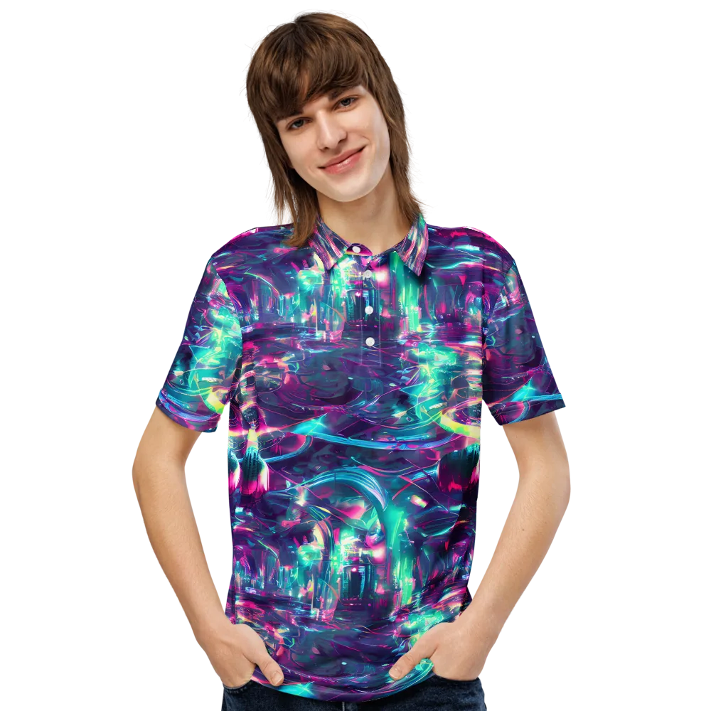 Synthwave Surge on Men's Slim Fit Polo Shirt — Front