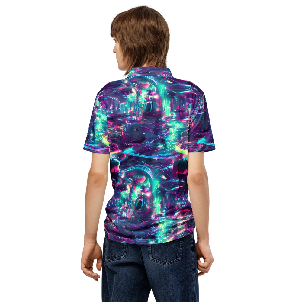 Synthwave Surge on Men's Slim Fit Polo Shirt — Back