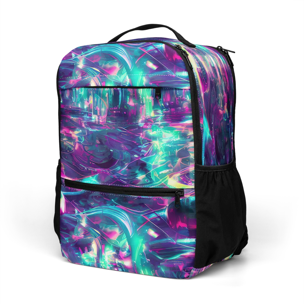 Synthwave Surge on Utility Backpack — Left Front