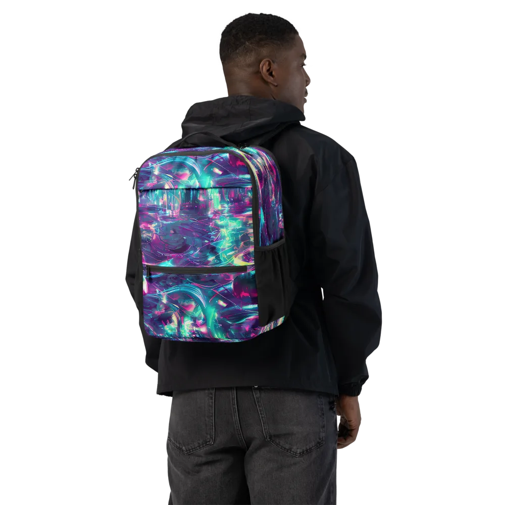 Synthwave Surge on Utility Backpack — Back