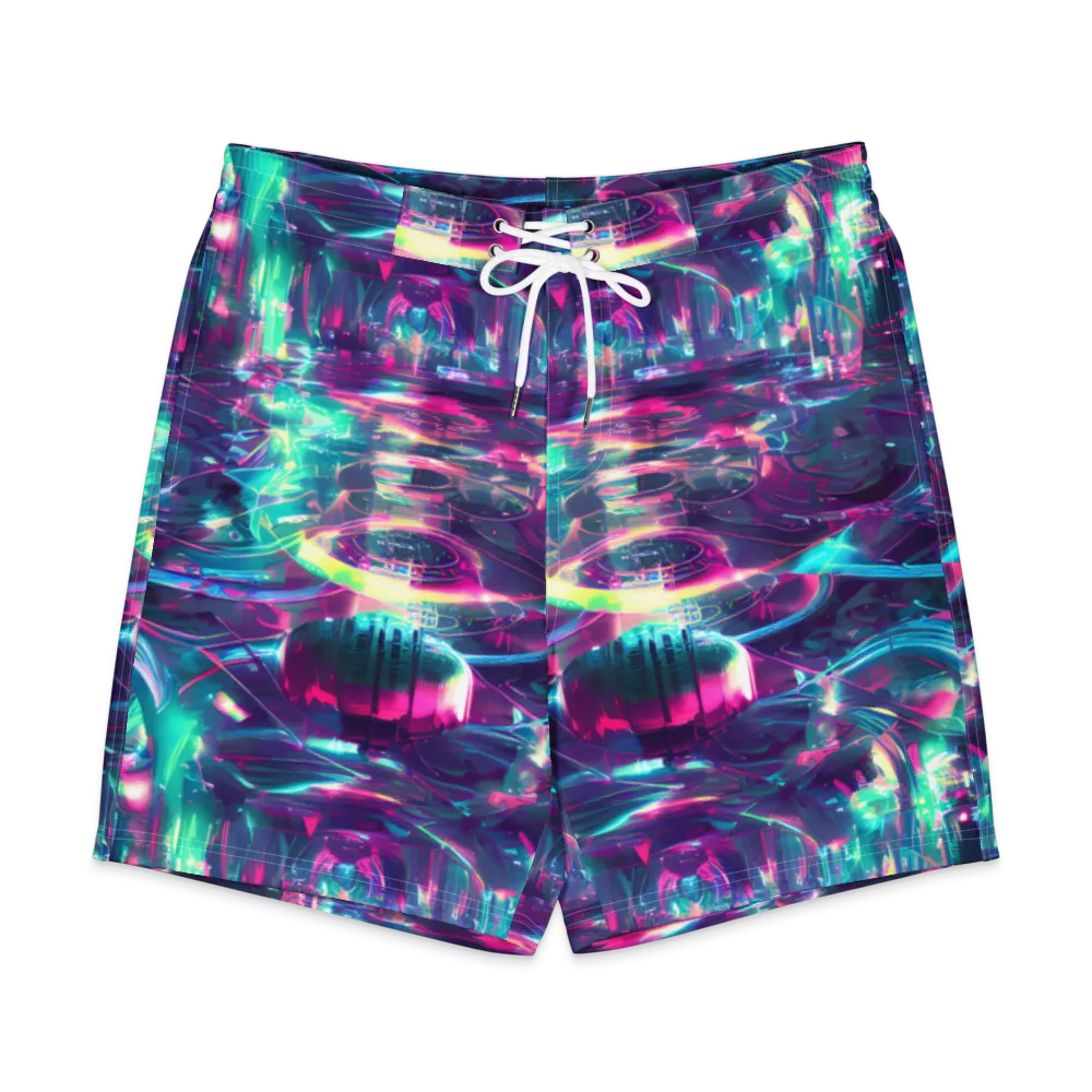 Synthwave Surge on Men's Board Shorts — Front