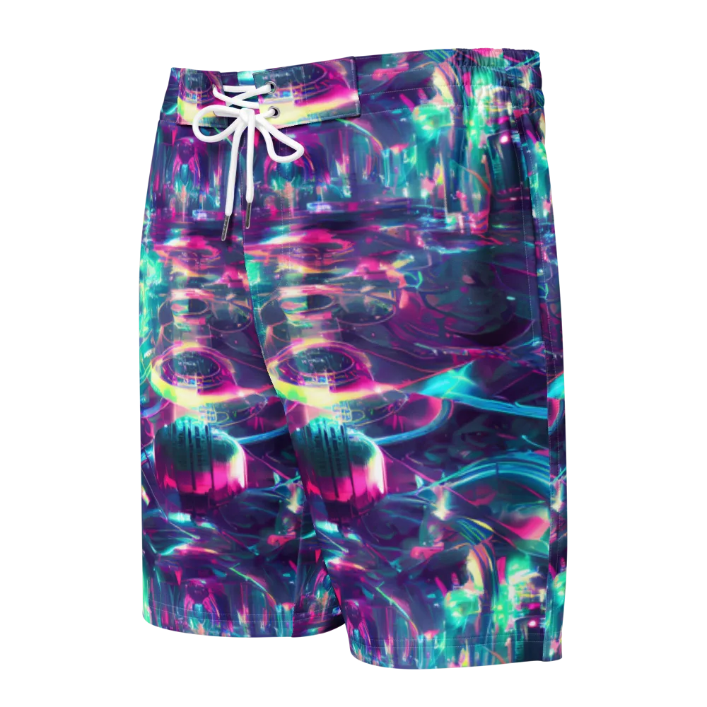 Synthwave Surge on Men's Board Shorts — Front