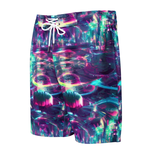 Synthwave Surge on a Men's Board Shorts