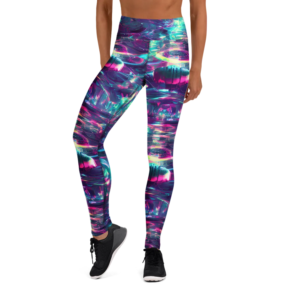 Synthwave Surge on Yoga Leggings — Front