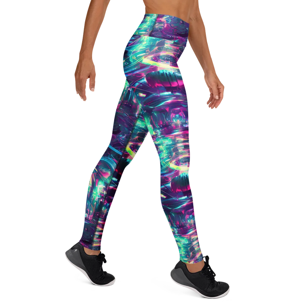 Synthwave Surge on Yoga Leggings — Right