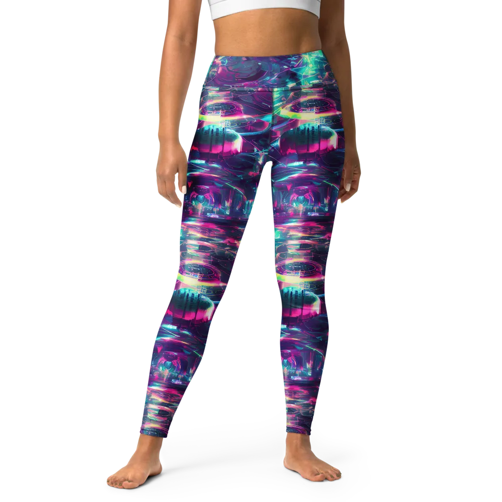 Synthwave Surge on Yoga Leggings — Front