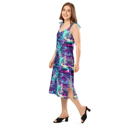 Synthwave Surge on a Slip Dress