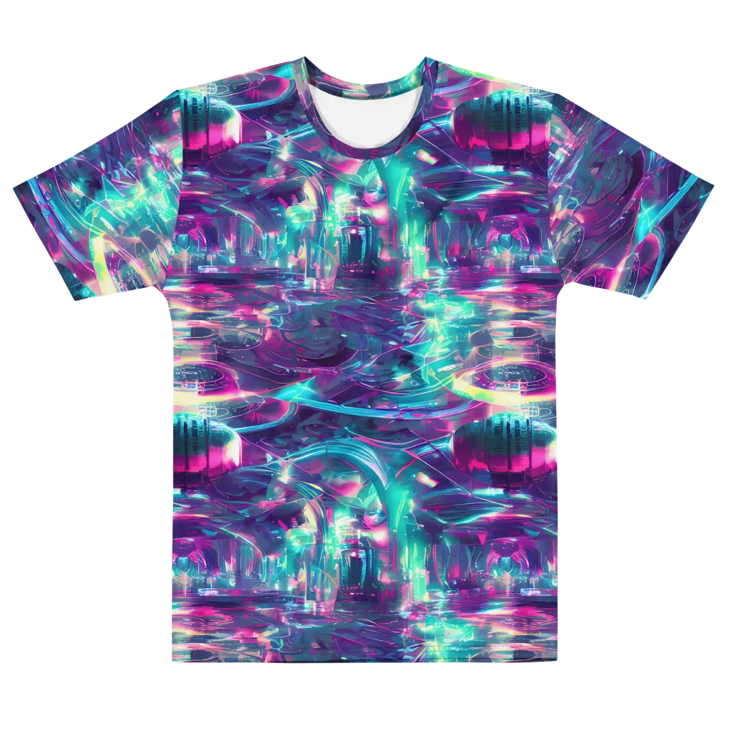 Synthwave Surge on Men's Cotton Crew Neck T-Shirt — Front