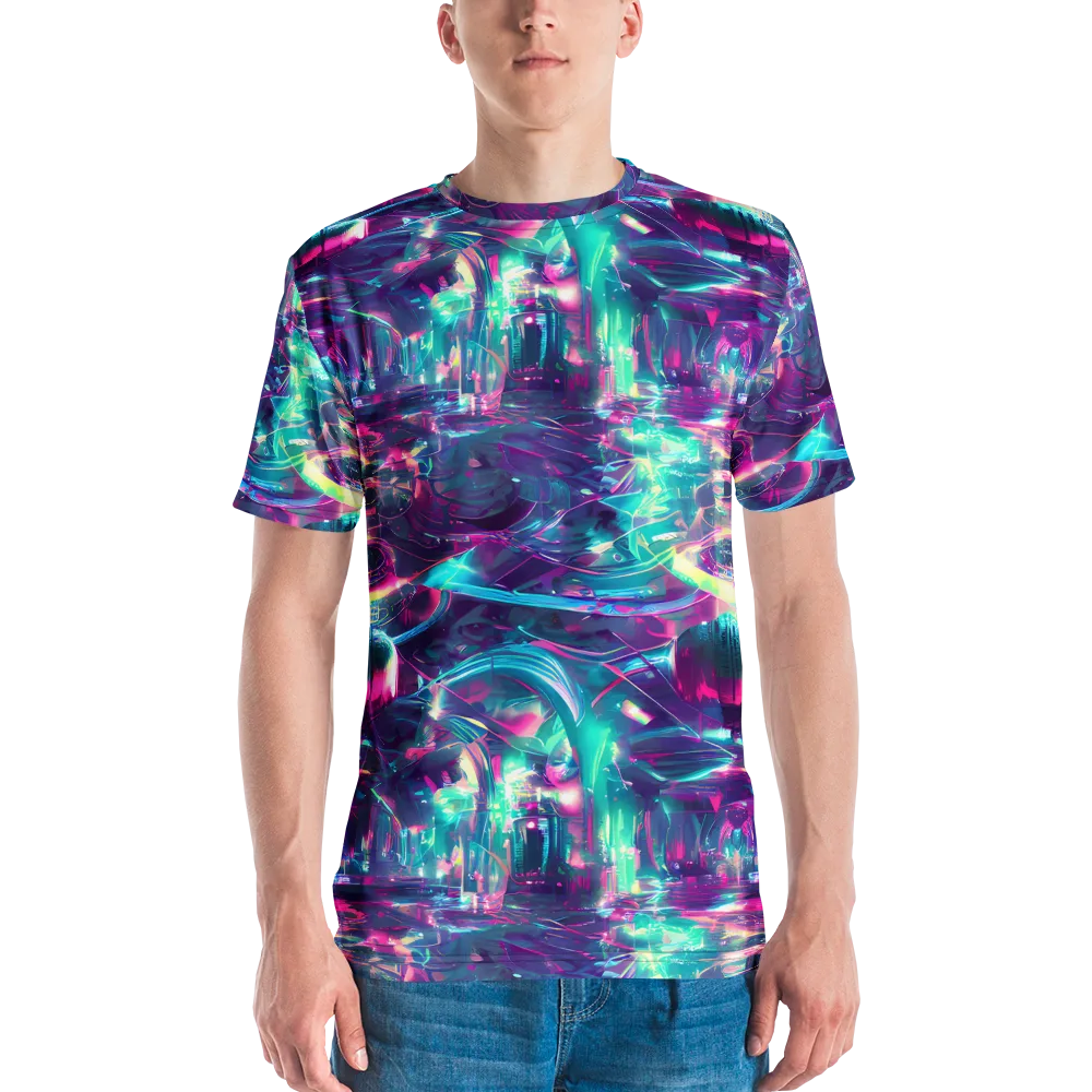 Synthwave Surge on Men's Crew Neck T-Shirt — Front