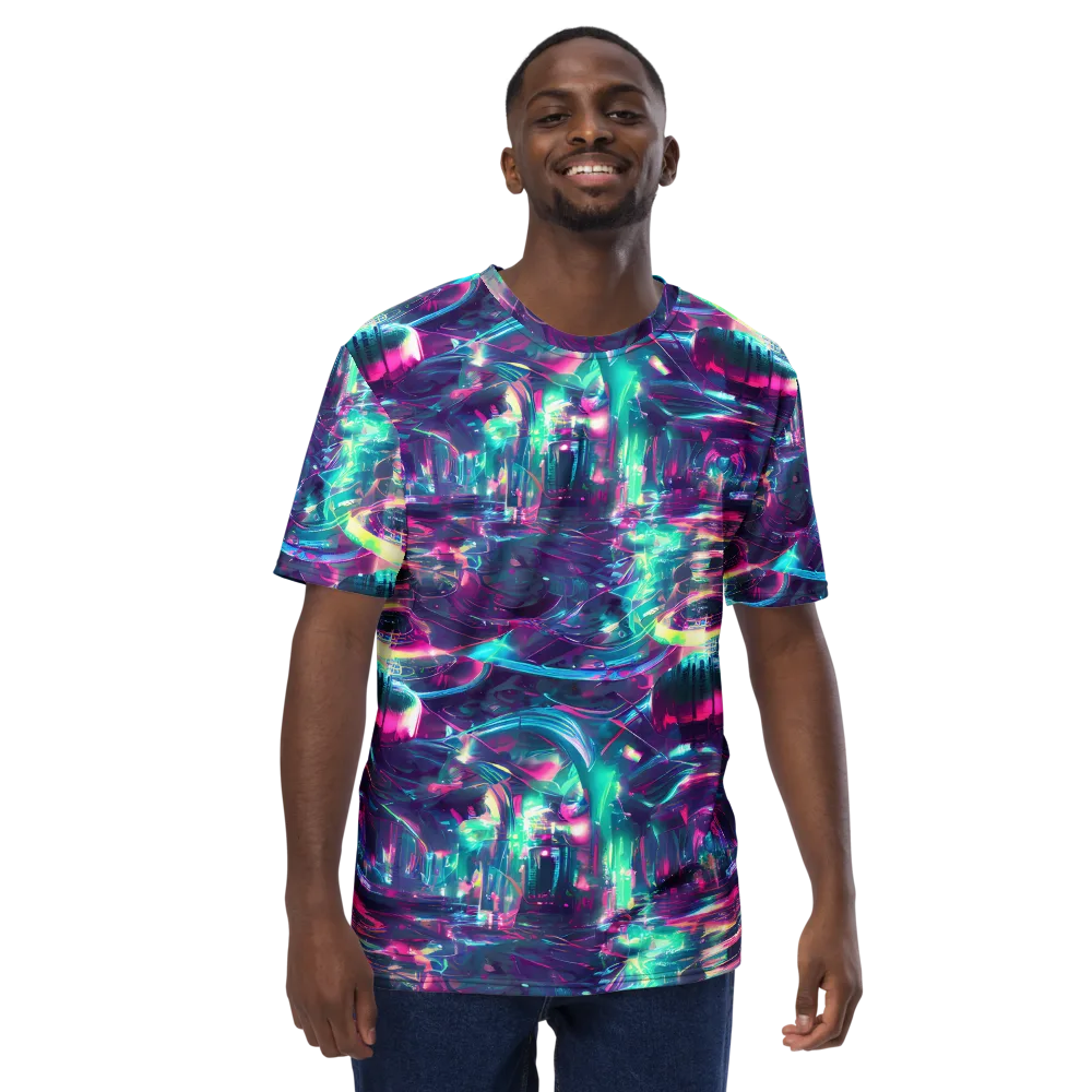 Synthwave Surge on Men's Crew Neck T-Shirt — Front