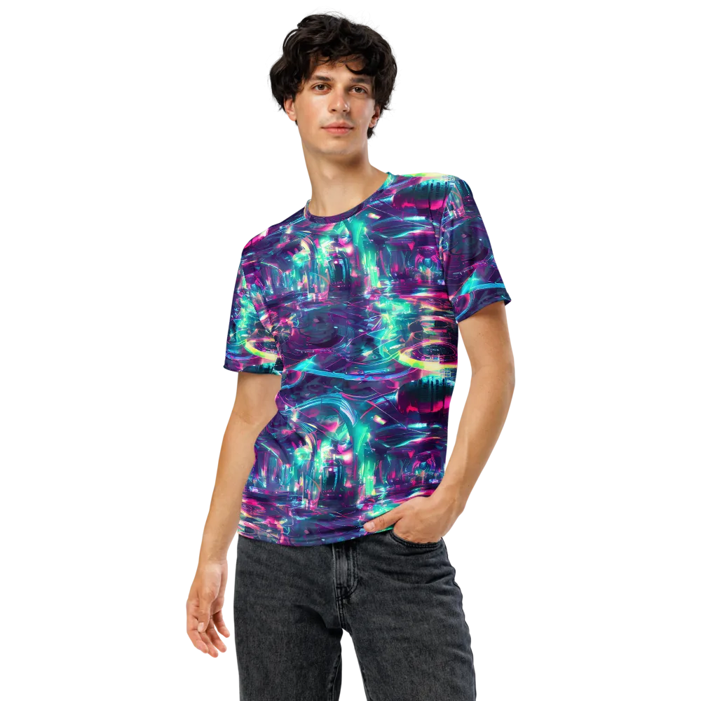 Synthwave Surge on Men's Crew Neck T-Shirt — Front