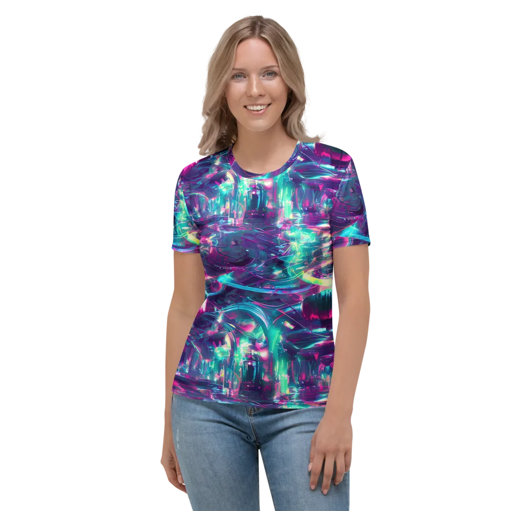 Synthwave Surge on Women's Crew Neck T-Shirt — Front