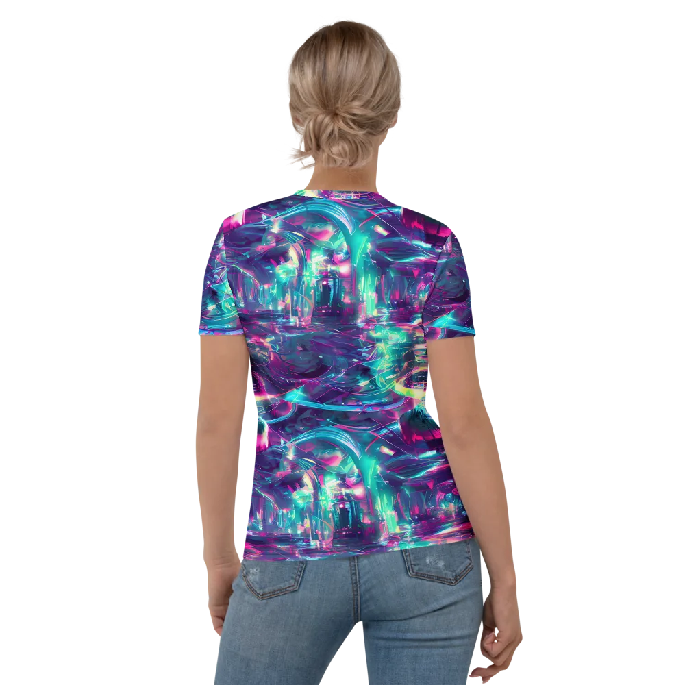 Synthwave Surge on Women's Crew Neck T-Shirt — Back