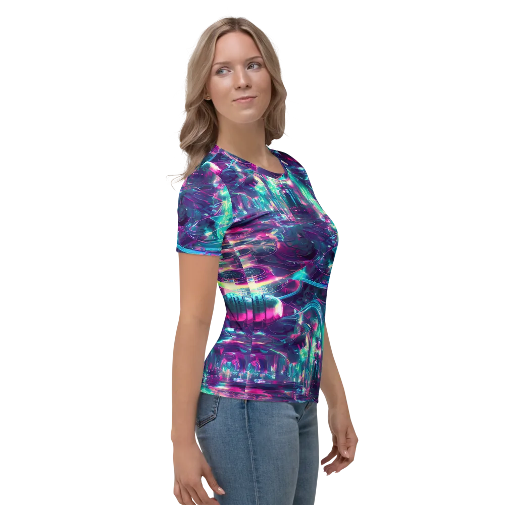 Synthwave Surge on Women's Crew Neck T-Shirt — Right