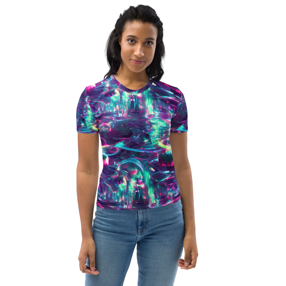 Synthwave Surge on Women's Crew Neck T-Shirt — Front