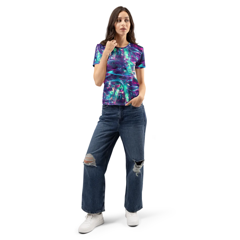 Synthwave Surge on Women's Crew Neck T-Shirt — Front