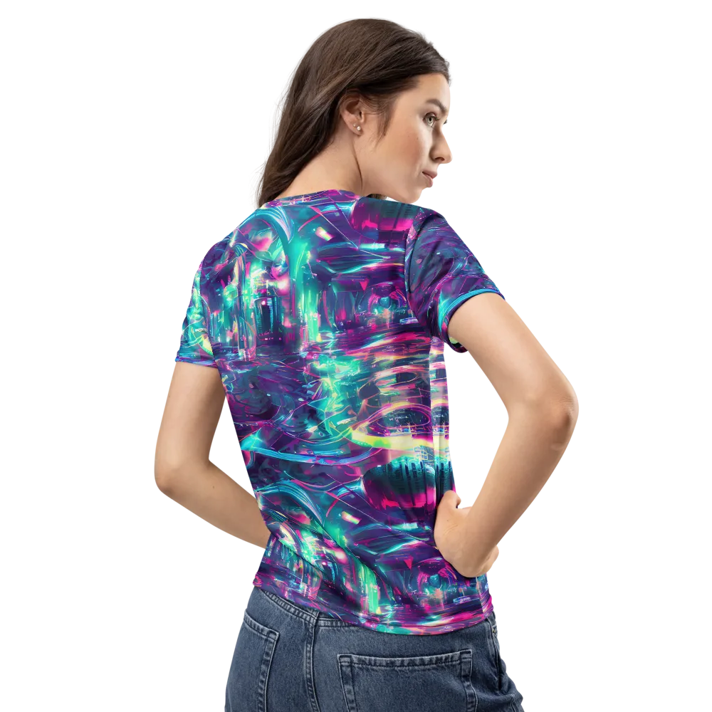Synthwave Surge on Women's Crew Neck T-Shirt — Back
