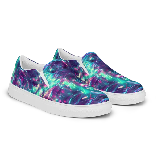 Synthwave Surge on a Men's Slip-On Canvas Shoes