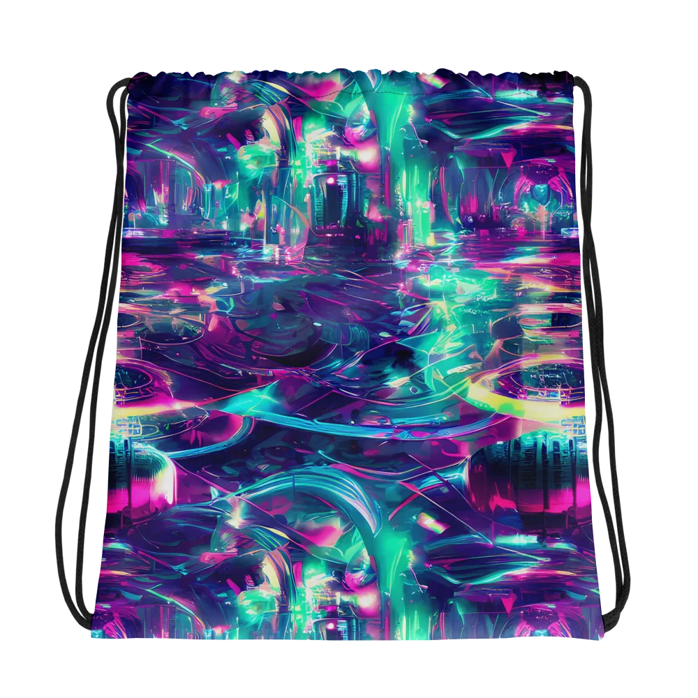 Synthwave Surge on Drawstring Bag — Photo