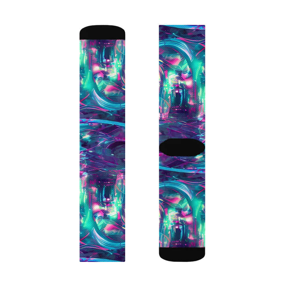Synthwave Surge on Socks — Left Sock
