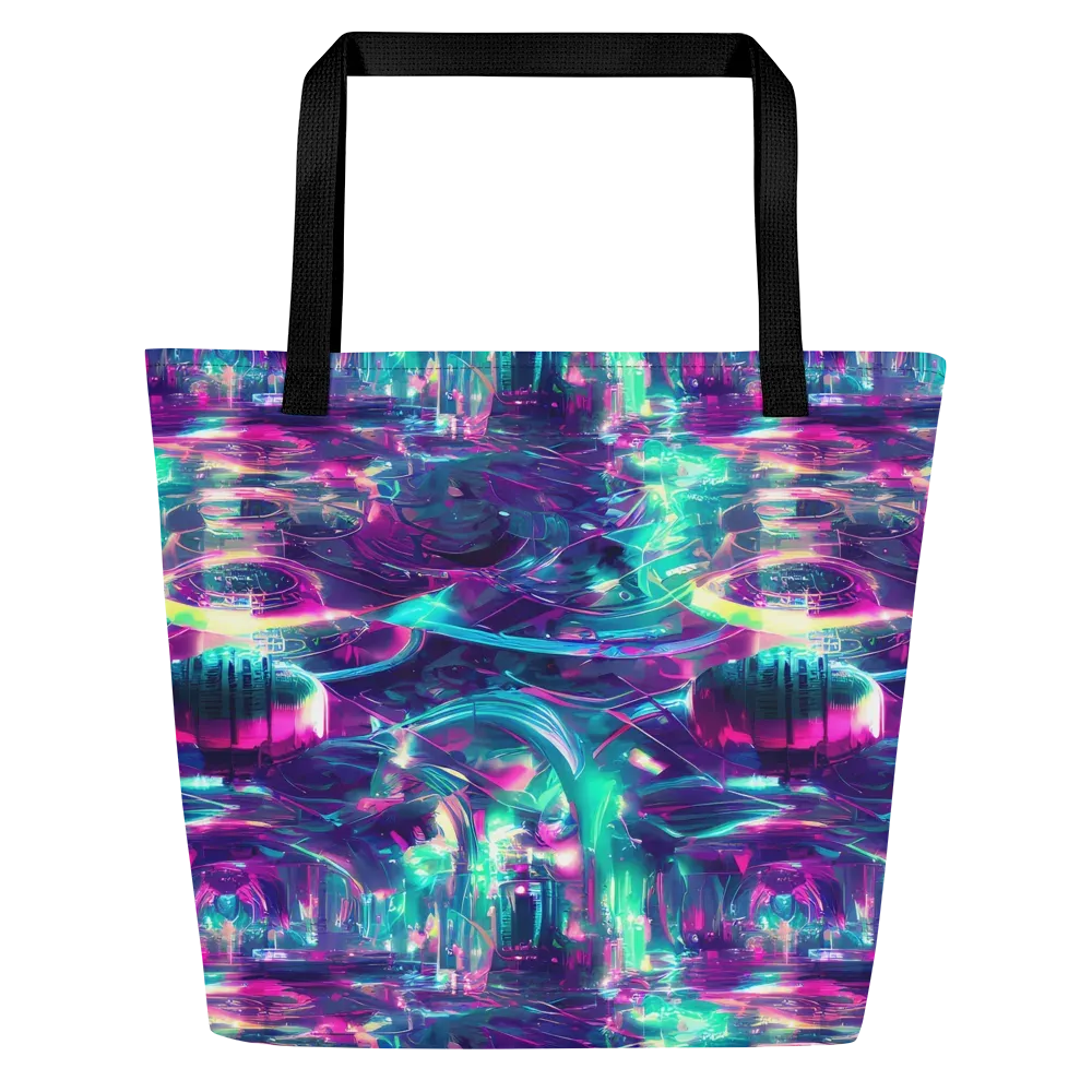 Synthwave Surge on Large Tote Bag W/ Pocket — Front