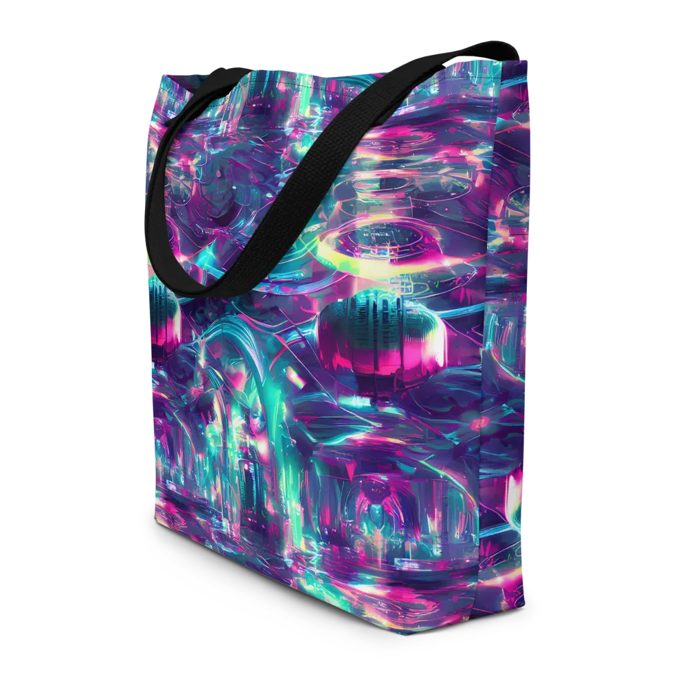 Synthwave Surge on Large Tote Bag W/ Pocket — Front