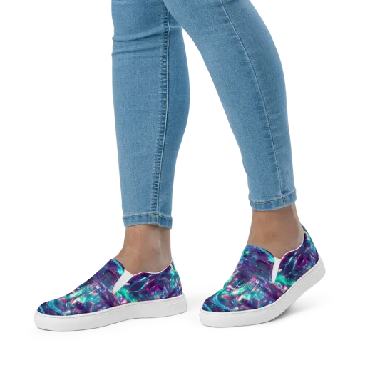 Synthwave Surge on a Women's Slip-On Canvas Shoes