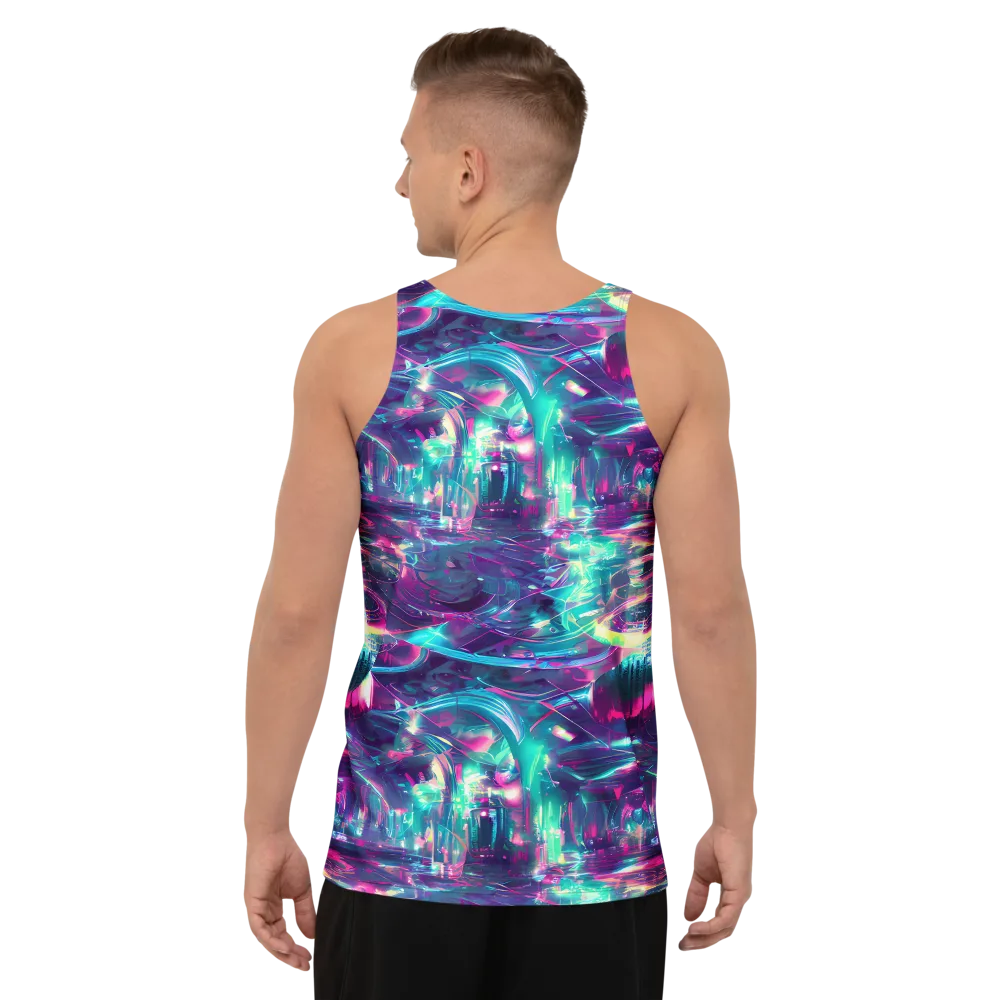 Synthwave Surge on Men's Tank Top — Back