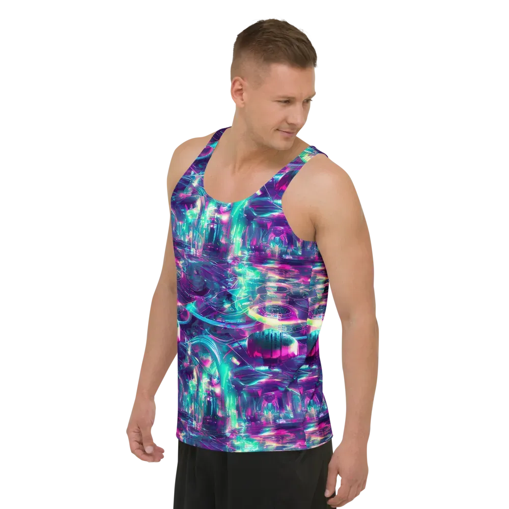 Synthwave Surge on Men's Tank Top — Left Front