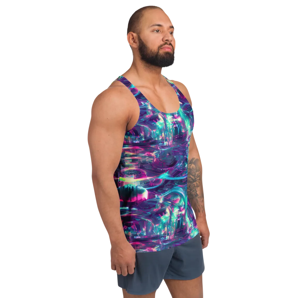 Synthwave Surge on Men's Tank Top — Right Front
