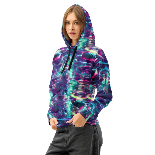 Synthwave Surge on a Cotton Hoodie