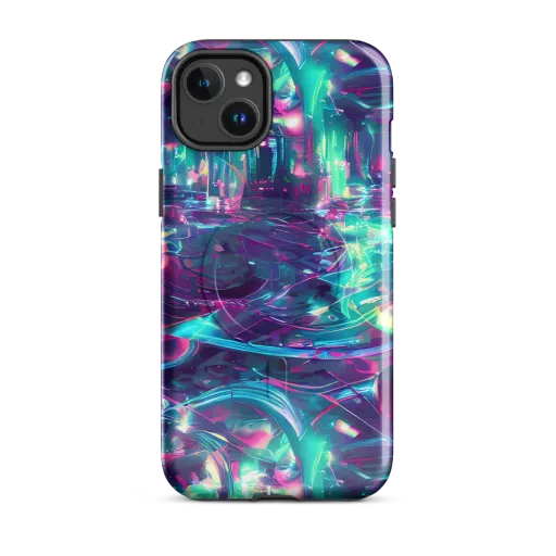 Synthwave Surge on a MagSafe Tough Case for iPhone®