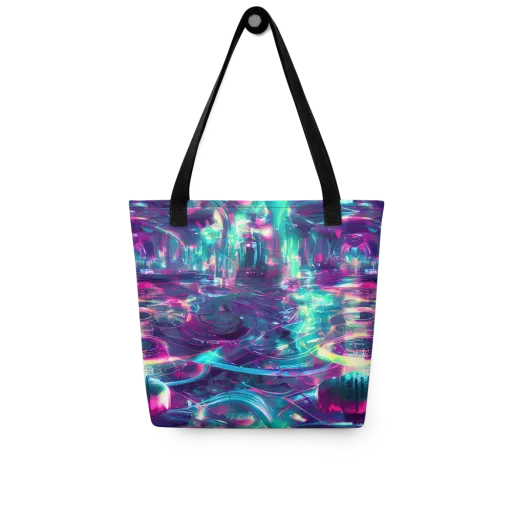 Synthwave Surge on a Tote Bag