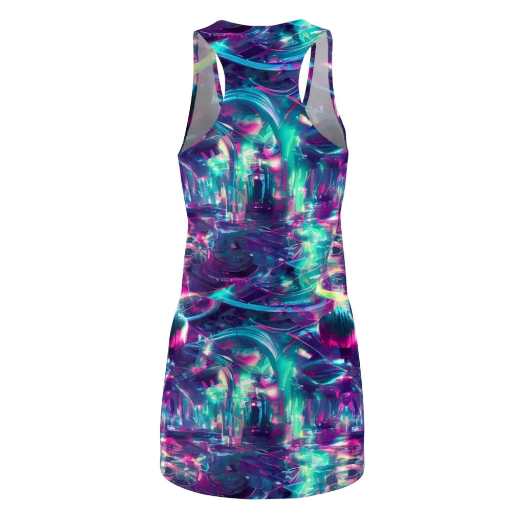 Synthwave Surge on Racerback Dress — Back