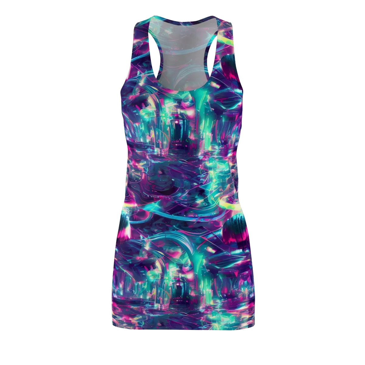 Synthwave Surge on Racerback Dress — Front