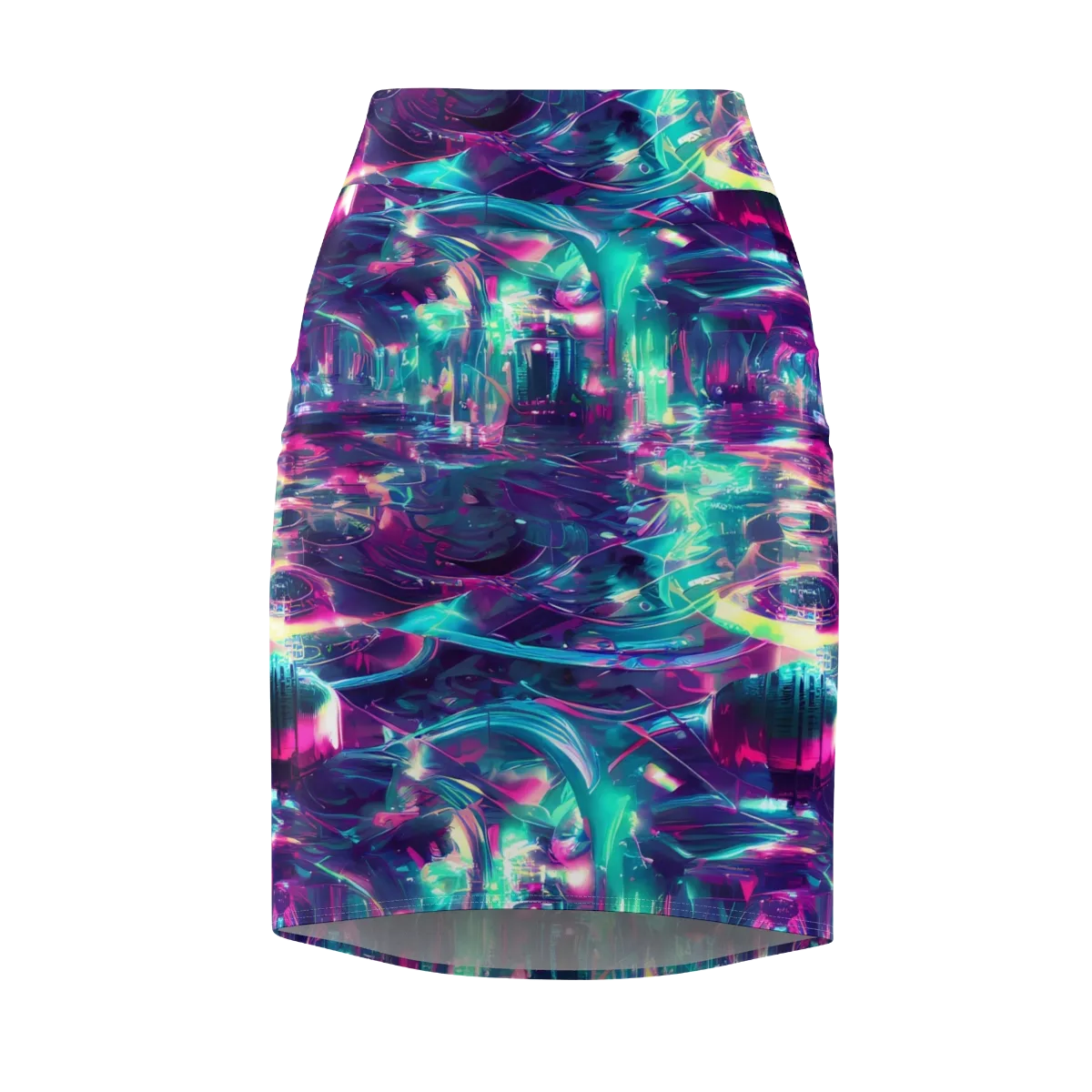 Synthwave Surge on Pencil Skirt — Front