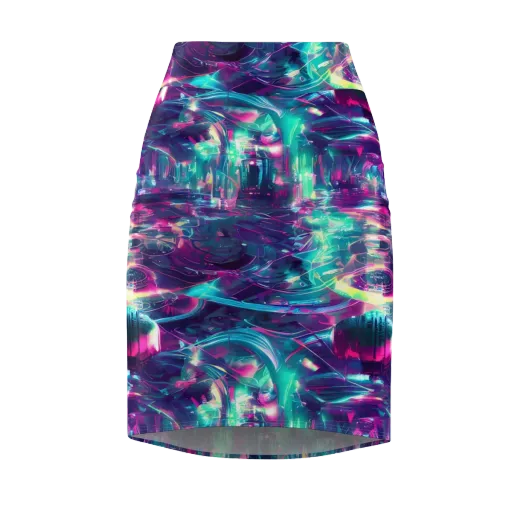 Synthwave Surge on a Pencil Skirt
