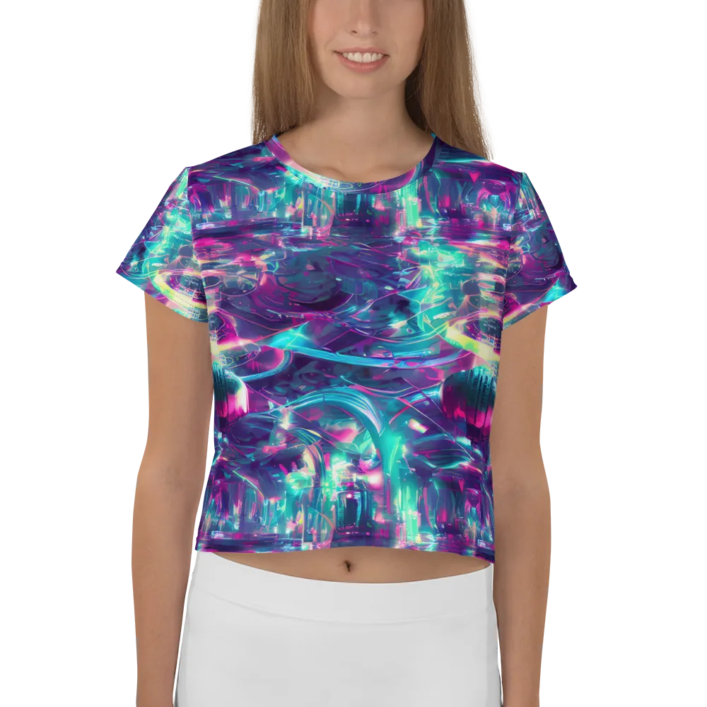 Synthwave Surge on Crop Tee — Front