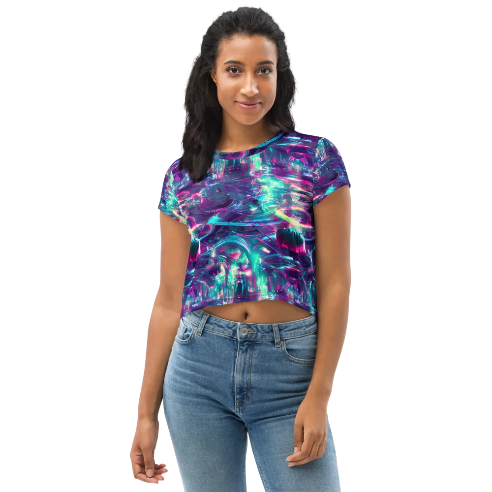 Synthwave Surge on Crop Tee — Front