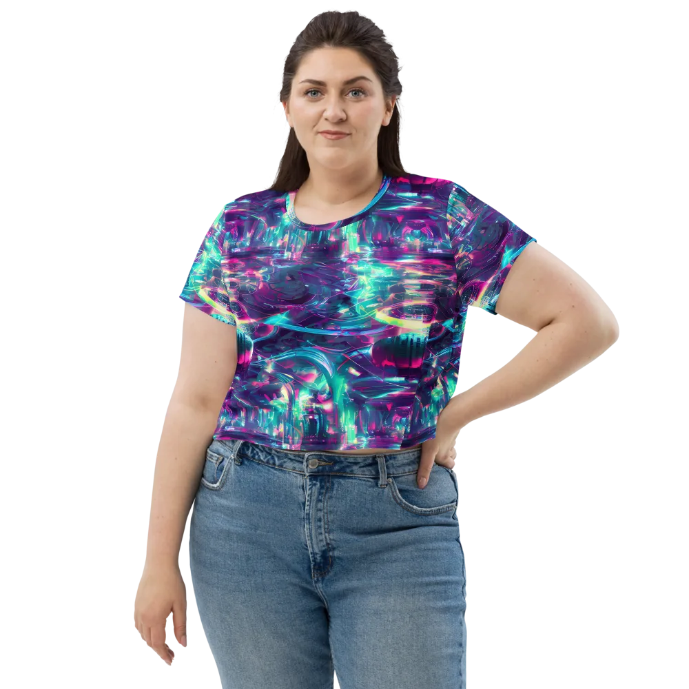 Synthwave Surge on Crop Tee — Front