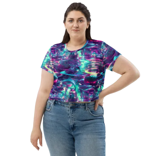 Synthwave Surge on a Crop Tee