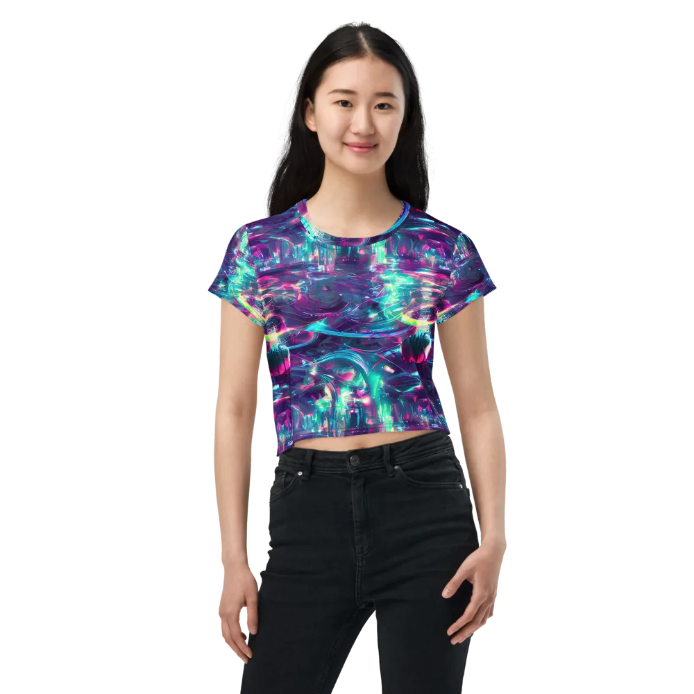 Synthwave Surge on Crop Tee — Front