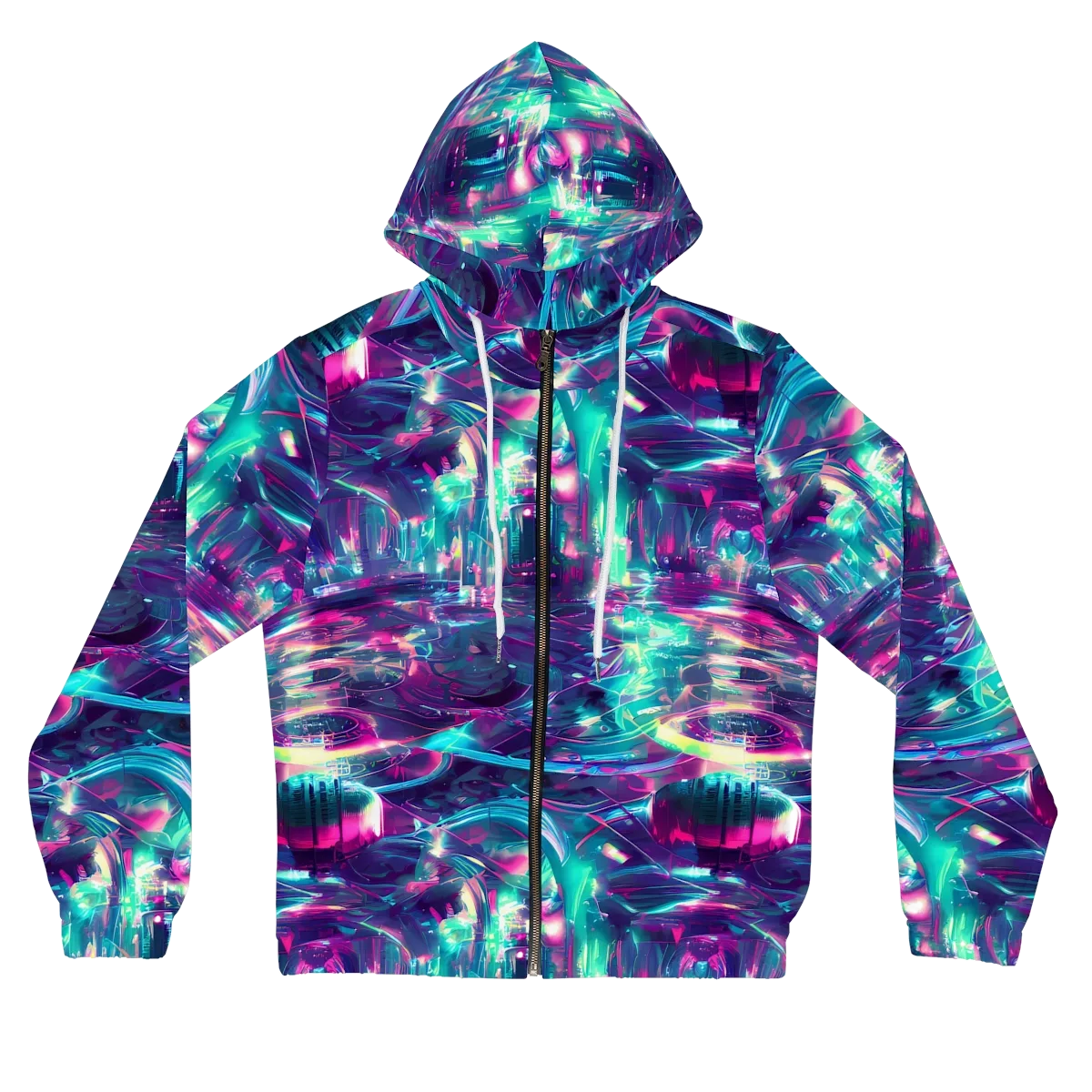 Synthwave Surge on Women's Full-Zip Hoodie — Front