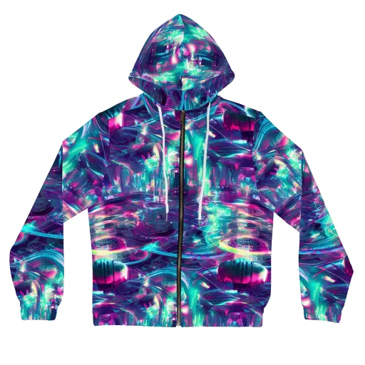 Synthwave Surge on a Women's Full-Zip Hoodie