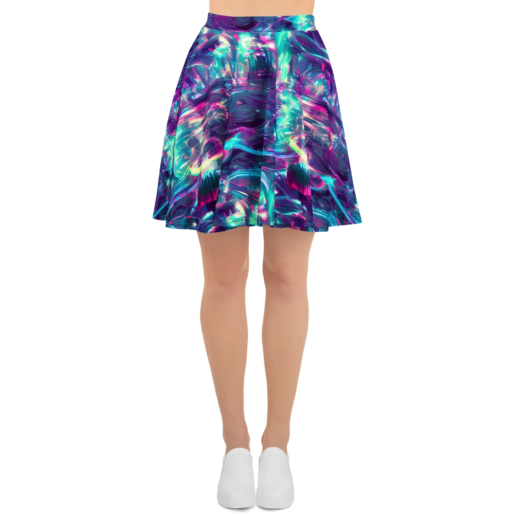 Synthwave Surge on Skater Skirt — Front