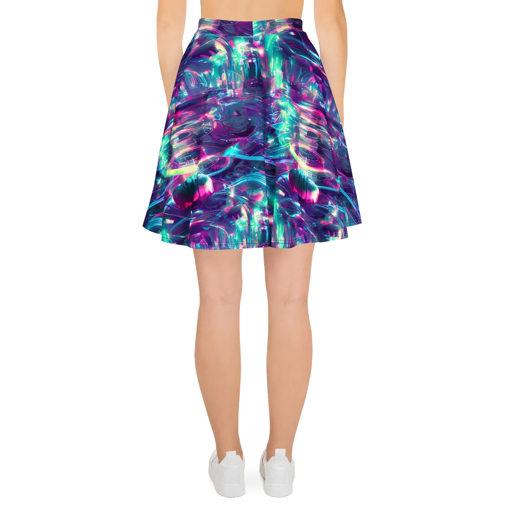 Synthwave Surge on Skater Skirt — Back