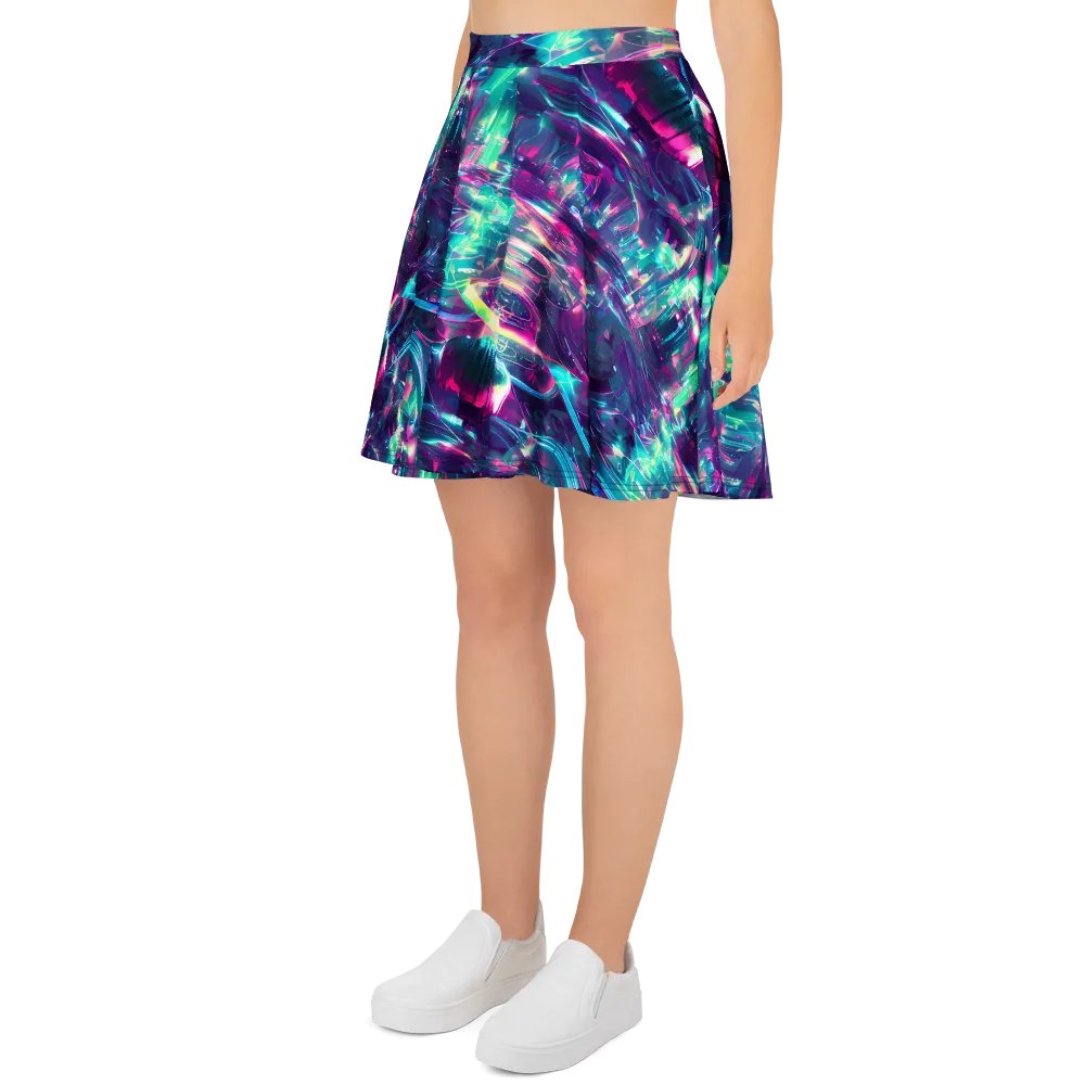 Synthwave Surge on Skater Skirt — Left