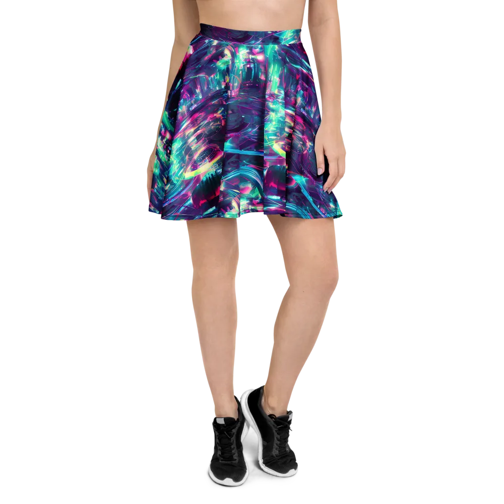 Synthwave Surge on Skater Skirt — Front
