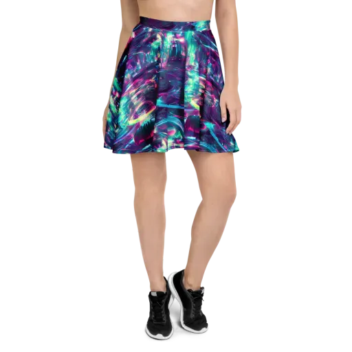 Synthwave Surge on a Skater Skirt