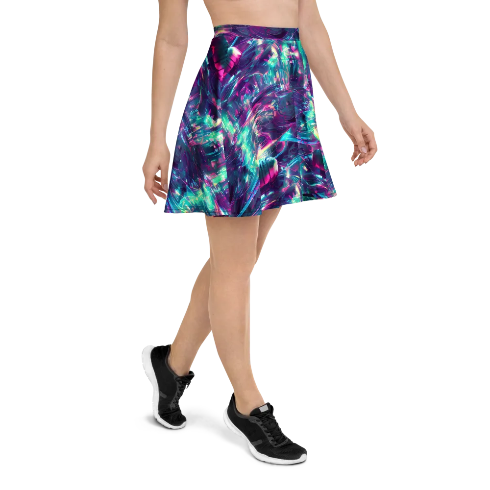 Synthwave Surge on Skater Skirt — Right
